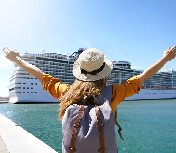 Traveler Welcoming Cruise Ship
