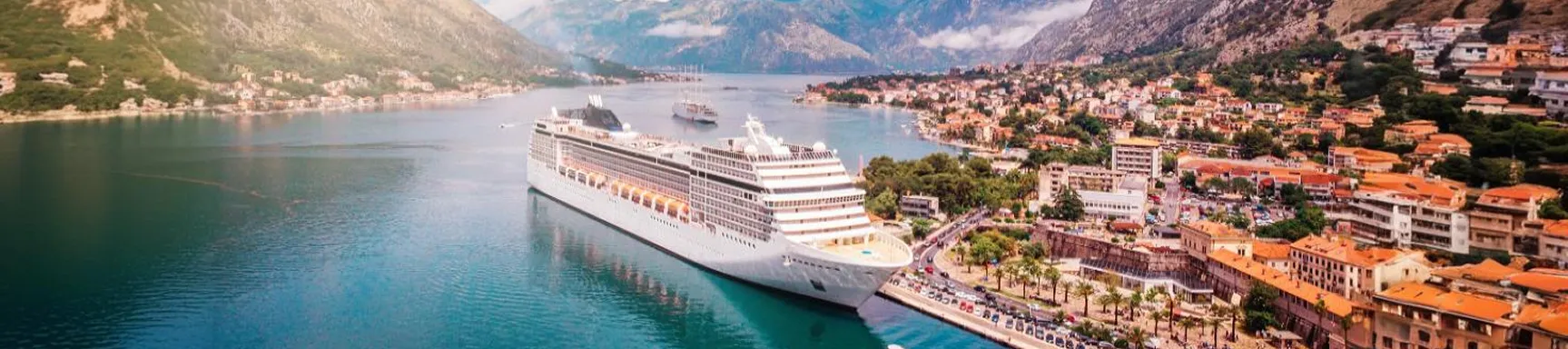 Cruise Docked at Coastal Town